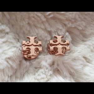 Tory Burch rose gold logo studs